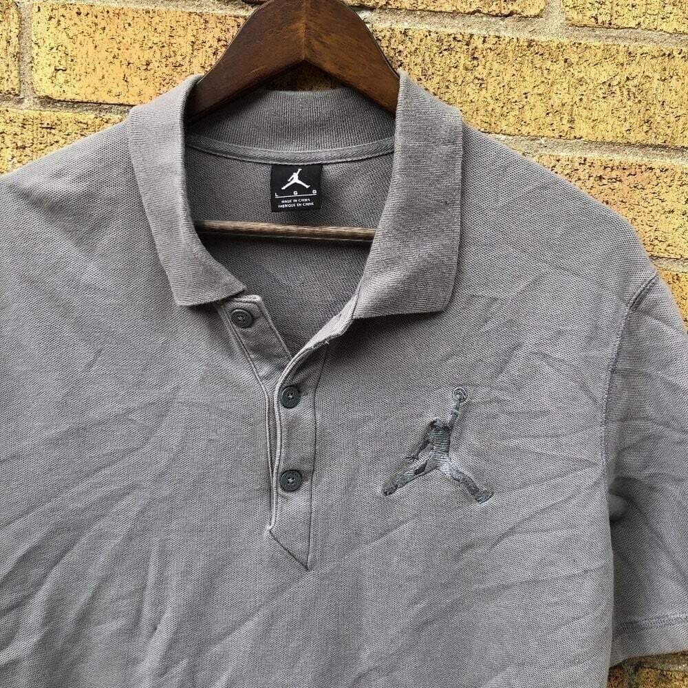 Vintage Air Jordan Polo Button Up Shirt Large Gray